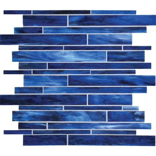Glass & Granite GG15 Hampton Path Blue Pearl Random Linear Blend Mosaic