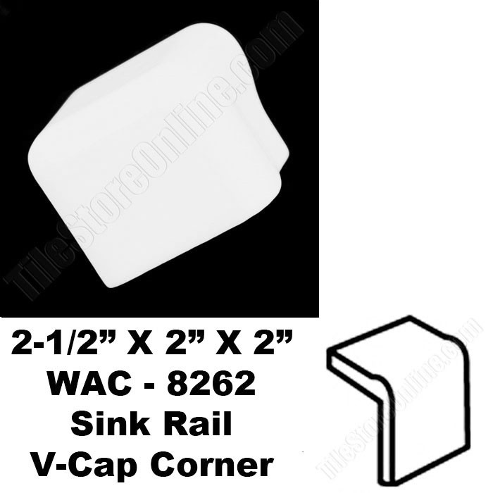 Daltile V Cap Corner - 0100 White - WAC8262 Sink Rail VCap Corner