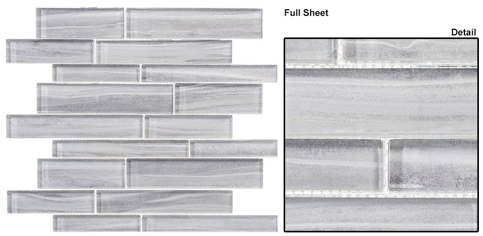 Mist - MSTS4281 Kelvin Mist - Random Linear Brick Glass Tile Mosaic