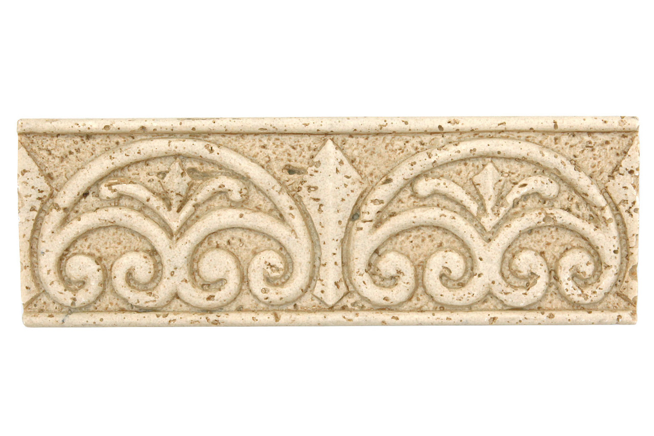 RIU 大理石　flower&marble onp Resin Travertine Faux Stone - Fleur De Lis - 3 X 8 Listello