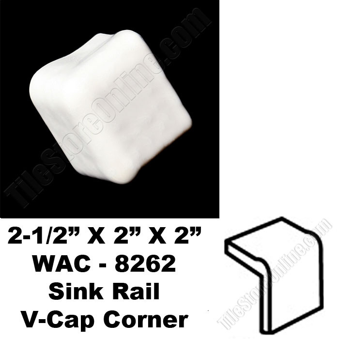 Daltile V Cap Corner - 0400 Mayan White - WAC8262 Sink Rail VCap