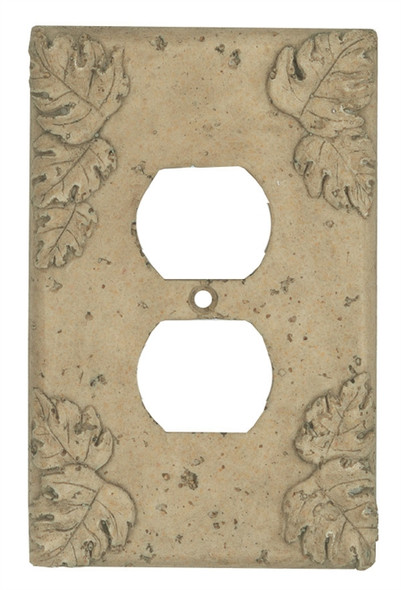 Resin Travertine Faux Stone Wall Switch Plate Outlet Cover - Single Toggle Switch - Leaves - Dark Travertine Color - $4.99