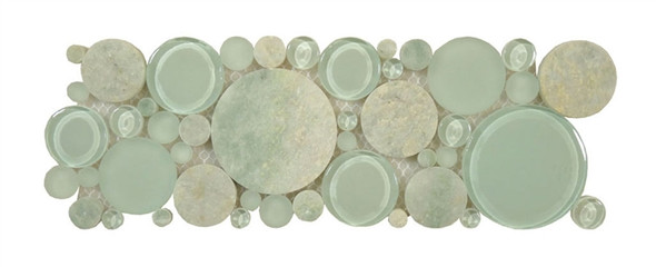 Supplier: Tile Store Online, Name: B400, Color: Moonstone,Type: Round Glass & Stone Mosaic Listello Border, Size: 4X12