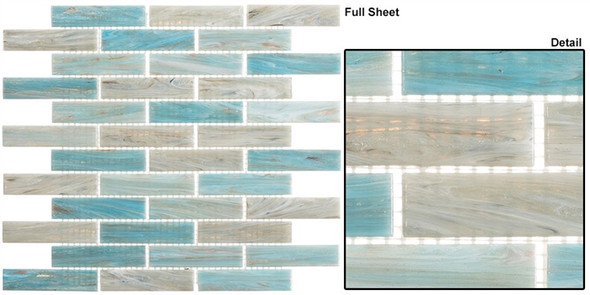 Oyster Cove - OTC-1203 Mellow Waters - Linear Subway Brick Strip Glass Mosaic Tile - Sample