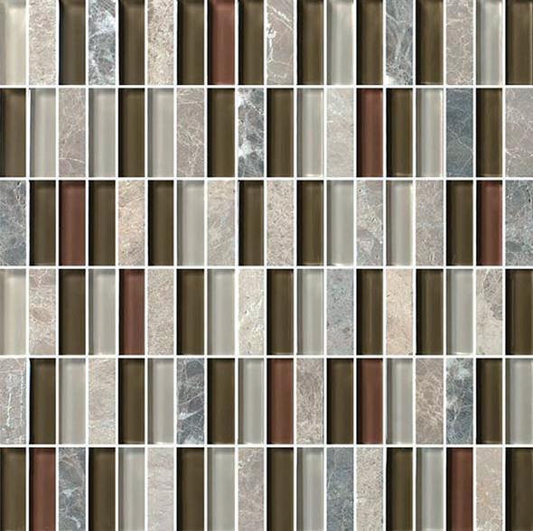 Bristol Studios - Crystal Stone - G2286 Olive Bricks - 5/8 X 1-7/8 Brick Subway Glass & Stone Tile Mosaic - $7.99