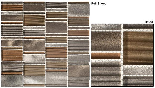 Corrugated Scape - CSS-123 Mustard Field- Multi Size Offset Glass, Natural Stone, & Metal Mosaic Tile - Sample Corrugated Scape - CSS-123 Mustard Field- Multi Size Offset Glass, Natural Stone, & Metal Mosaic Tile - Sample
