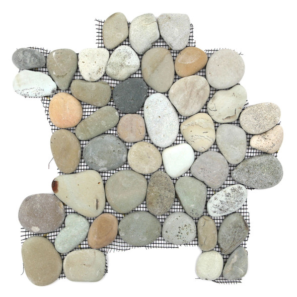 River Rock Pebble Stone Mosaic - Natural Olive Interlocking Pebble Mosaic