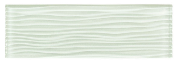 Crystile Cascades - C01-W Ice Mist - 4X12 Wavy Subway Glass Tile Plank - Glossy - SAMPLE