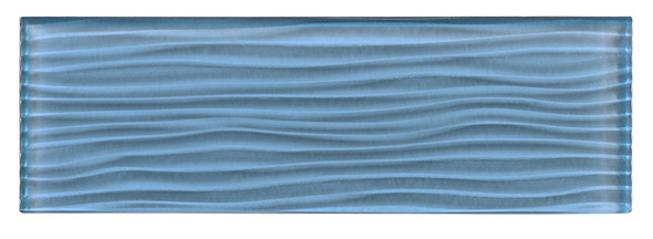 Crystile Cascades - C09-W Blue Sea Foam - 4X12 Wavy Subway Glass Tile Plank - Glossy - SAMPLE