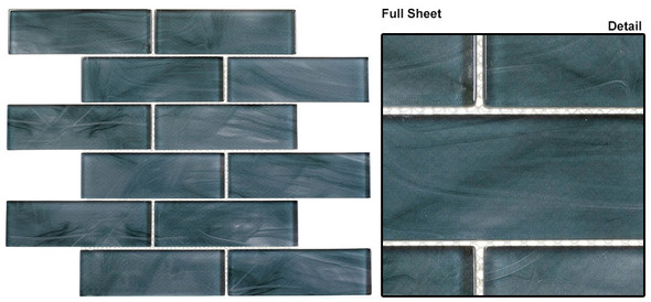 Victorian Icon - VIC 1904 Norfolk Grey - 2 X 6 Subway Rectangle Brick Shape Glass Tile - SAMPLE Victorian Icon - VIC 1904 Norfolk Grey - 2 X 6 Subway Rectangle Brick Shape Glass Tile - SAMPLE