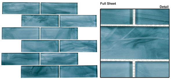 Victorian Icon - VIC 1905 Neo Teal - 2 X 6 Subway Rectangle Brick Shape Glass Tile - SAMPLE Victorian Icon - VIC 1905 Neo Teal - 2 X 6 Subway Rectangle Brick Shape Glass Tile - SAMPLE