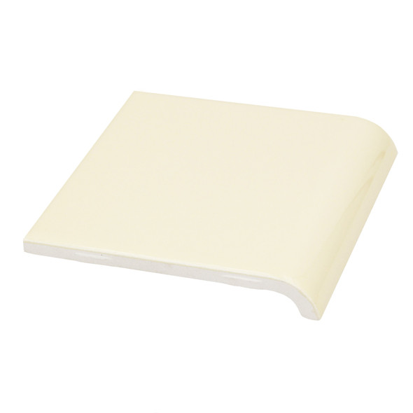 Daltile - 0160 Cornsilk - A4402 Radius Mud Bullnose - 4 X 4 Finish Trim Tile - GLOSSY