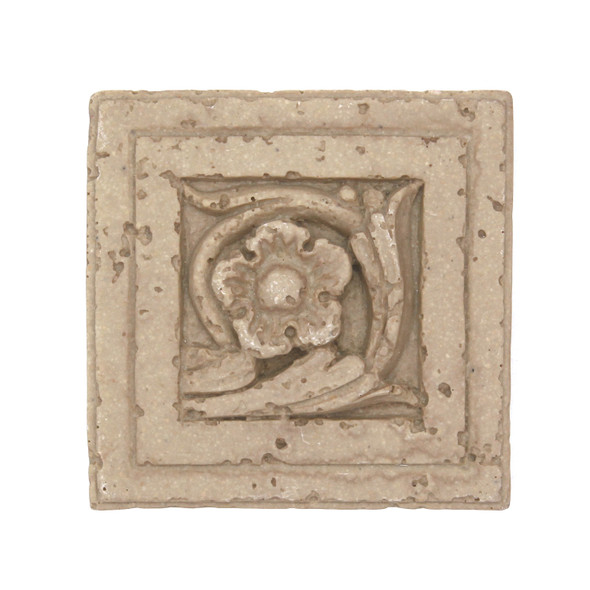 Resin Travertine Faux Stone - Ragusa Rosette Flower - 4 X 4 Fauxstone Deco - Walnut Travertine Color