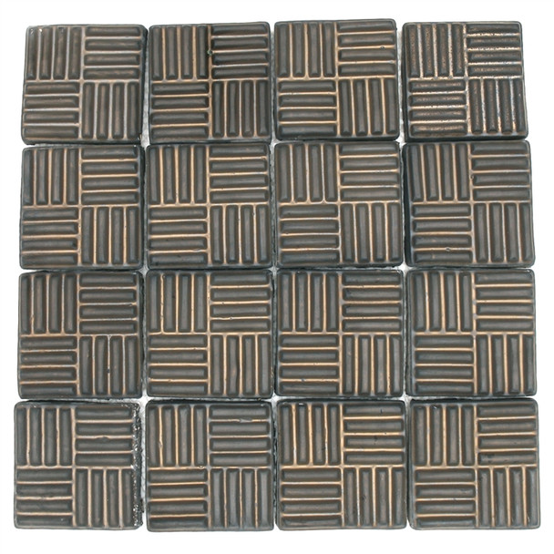 Bristol Studios - Dots & Decos - G2796 Cube Bronze - Hand Crafted Contoured Decorative Mosaic Tile - Sample