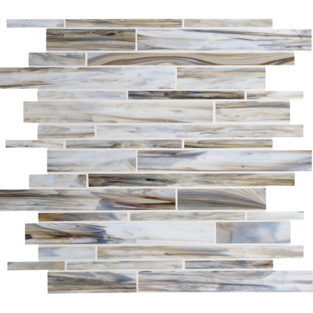 Daltile Serenade Stained Glass Mosaic - F192 Surf Rock - Random Linear Glass Tile Mosaic * SAMPLE *