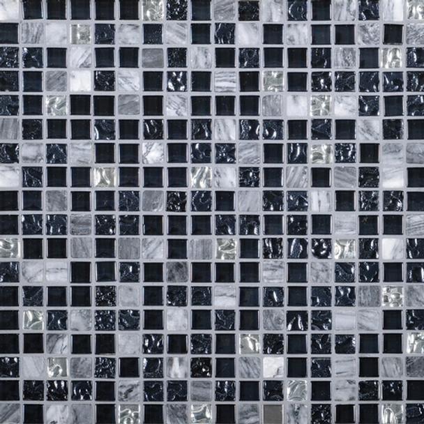 Daltile Marvel Mosaic - MV21 Mystique- 5/8 X 5/8 Glass Tile, Stone, and Metal Deco Tile Mosaic* SAMPLE *