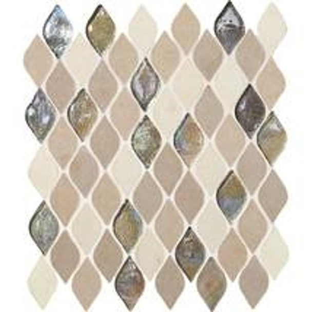 Daltile Blanc ET - DA20 Beige Raindrop - Flame Shape Glass & Resin Stone Tile Mosaic