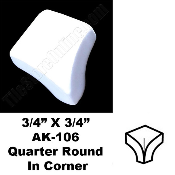 Daltile - AK106 Quarter Round IN Corner - 0100 White - Dal Tile Ceramic Finish Trim