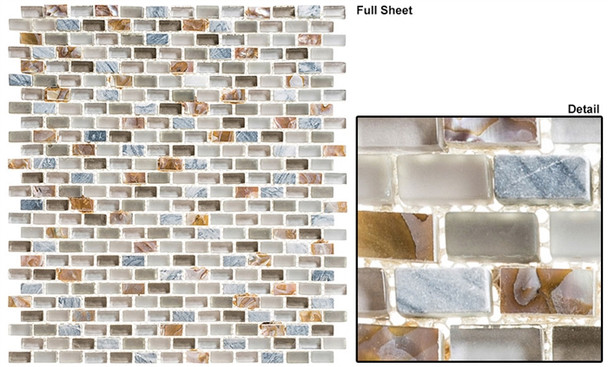 Americana - AMER-394 Coupe De Ville - 3/4 X 3/8 Mini Brick Subway Glass & Stone Mosaic Tile