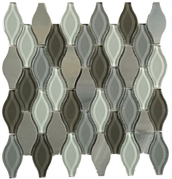 Seagull Glass - SGS-72 Polar Grey - Rhomboid Diamond Glass & Stone Mosaic Tile - Gloss - Sample