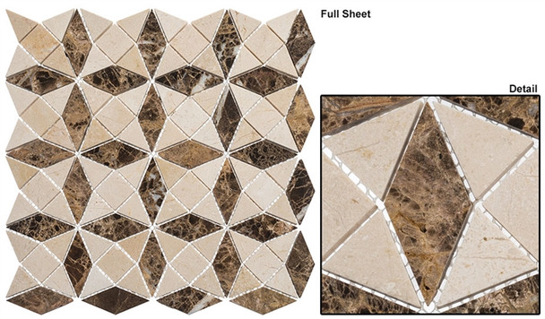 Divine Windows - DVW-341 Jerusalem Mount - Geometric Pattern Natural Stone Mosaic Tile - Sample