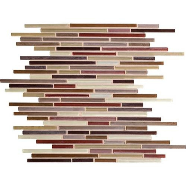 Daltile Caprice Glass Mosaic - F172 Crimson Blend - 5/16 X Random Linear Glass Tile Mosaic * SAMPLE *