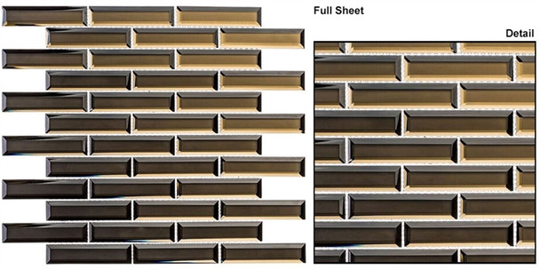 Mystique MQS-367 Cedar Myst - 1 X 4 Beveled Mirror Glass Mosaic Tile - Sample
