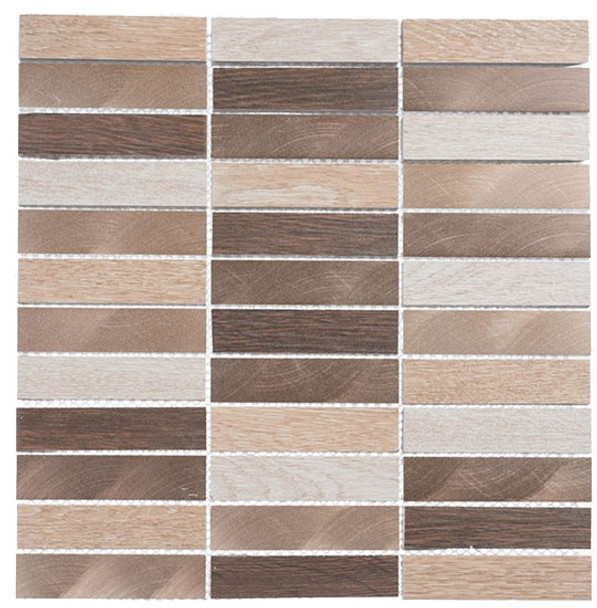 Maison De Luxe Series - MDX-2704 Gilden Sable - Brick Shape Porcelain Wood & Metal Mosaic Tile - Stacked - Sample