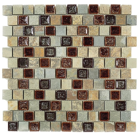 Supplier: Tile Store Online, Name: Tranquil Offset TS-921, Color: Shallow Reef, Type: Crackle Jewel Glass & Stone Mosaic Tile, Size: 1X1