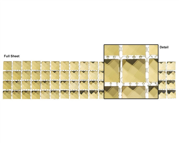 Kasbah - KS444 Golden Scarf - 2.5 X 12 Jewel Mirror Glass Tile Mosaic Border Liner Strip - Sample