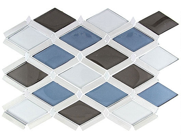 Falling Star - FGS-221 Cerulean Gaze - Glass & Aluminum Metal Mosaic Tile - Sample