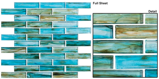 Oyster Cove - OTC-1202 Inspiration Teal - Linear Subway Brick Strip Glass Mosaic Tile