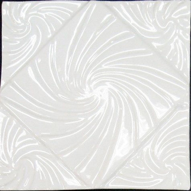 Bristol Studios - Nouveau - G2451 Lyon Blanc White Relief Deco - 6X6 Hand Crafted Decorative Tile - $4.95