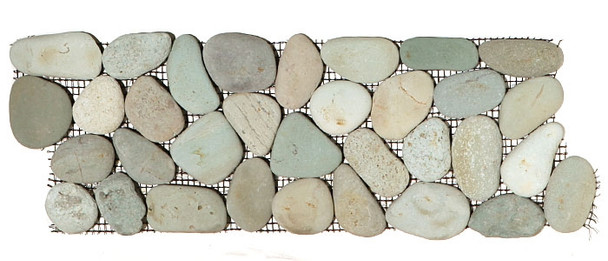 Supplier: Tile Store Online, Type: Pebble Stone Border Liner, Series: Interlocking Pebble Stone Liner Border, Name: Island Rock Collection, Color: Taipei Green, Category: Natural Stone, Size: Round