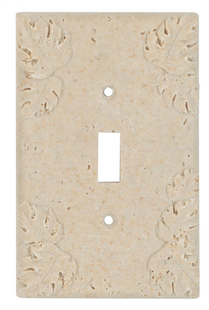 Resin Travertine Faux Stone Wall Switch Plate Outlet Cover - Single Toggle Switch - Leaves - Light Travertine Color - $4.99