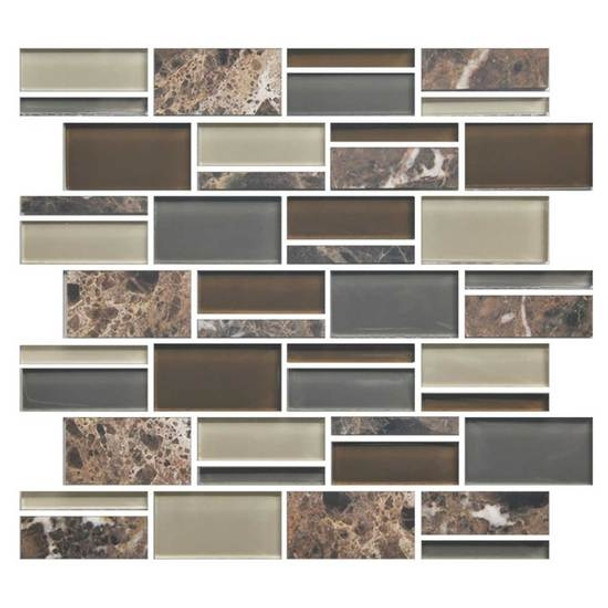 Supplier: American Olean, Series: Color Appeal Glass, Name: C139 Tortoise Shell Blend - Glossy, Type: Glass Tile Mosaic, Size: 3" X Random