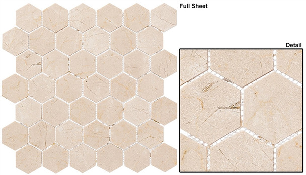 Colonial - CLNL-279 Village Square - 2" Hexagon Marble Stone Mosaic