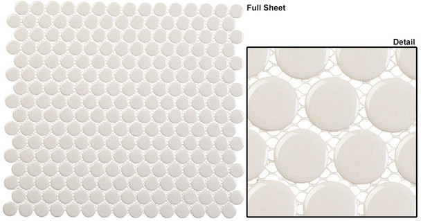 Glazzio - Freedom Avenue - FDM1802 Empire Place - 3/4 inch Penny Round Glazed Porcelain Mosaic Tile - Gloss Finish