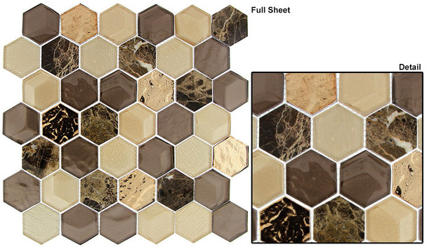 Queens_Lair_QLS135_Wooden_Hornet_Hexagon_Glass_Stone_Mosaic