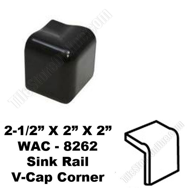 Daltile V Cap Corner - K111 Kohler Black - WAC8262 Sink Rail VCap Corner - Counter Top Edge Trim Tile