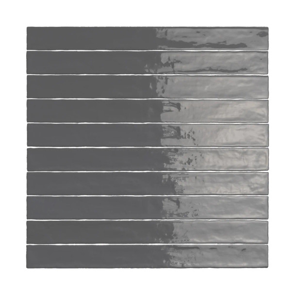 Style Access Lungarno - Linea - LINARD220L Ardesia Charcoal Subway GLOSSY - 2" X 20" Ceramic Wall Tile