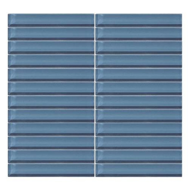 Daltile Color Wave Glass - CW14 Twilight Blue - 1 X 6 Straight Joint Dal Tile Glass Mosaic Tile - Glossy - Sample