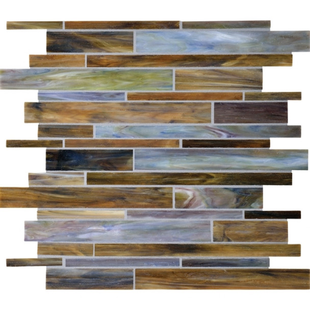 Daltile Serenade Stained Glass Mosaic - F190 Blue Grass - Random Linear Glass Tile Mosaic