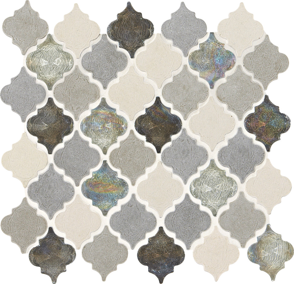 Daltile Blanc ET DA19 Gris Raindrop Flame Shape Glass & Resin Stone