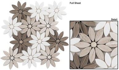 Bouquette - BQT-673 Fresh Bouquet - Flower Pattern Mix of Glass