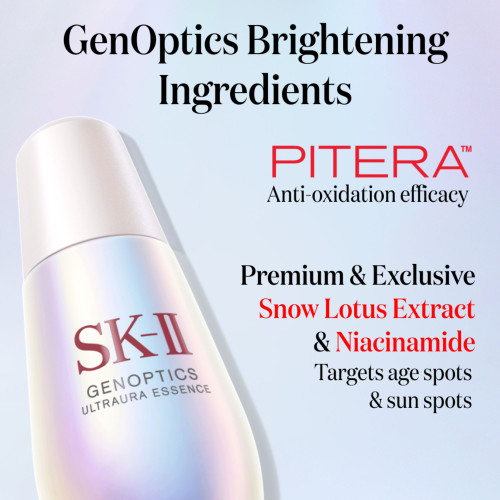 GenOptics Ultraura Essence is SK II's best-selling brightening serum to visibly reduce dullness and target sun spots slide6