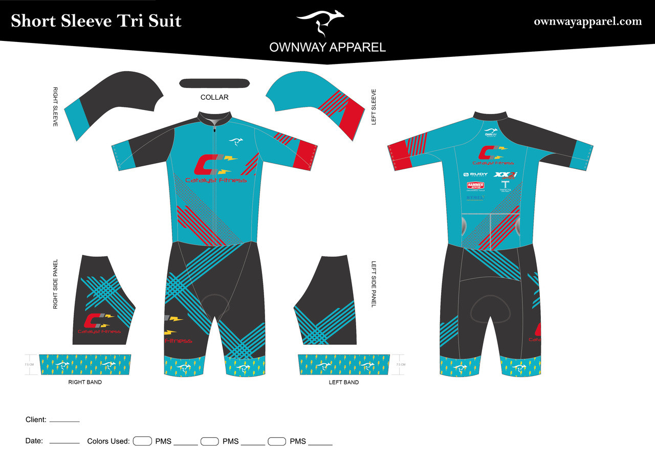Catalyst Fitness SS Tri Suit Teal Own Way Apparel