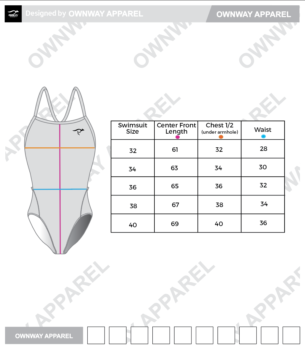 Landsharks - One Piece Swimsuit - Consult Swimsuit Sizing Chart