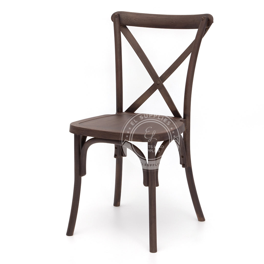 CROSSBACK Dark Walnut Wood-Grain Resin Chair - EL Supplies