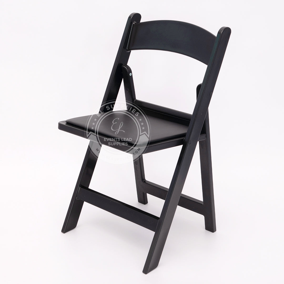 Folding Chair Resin Black - Vinyl Cushion - EL Supplies